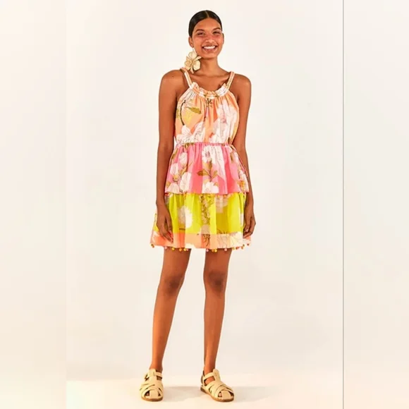 FARM RIO Mixed Neon Garden Mini  Dress NWT - Picture 2 of 11